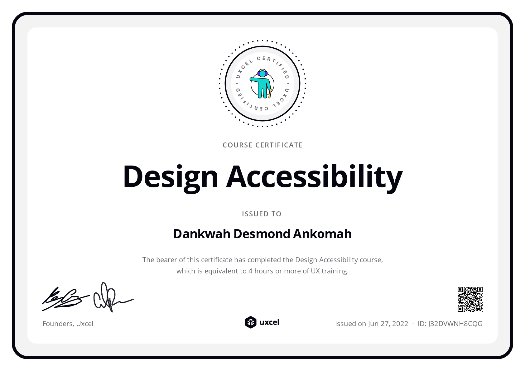 Dankwah Desmond Ankomah's certificate